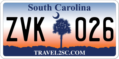 SC license plate ZVK026