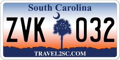 SC license plate ZVK032
