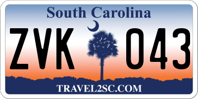 SC license plate ZVK043