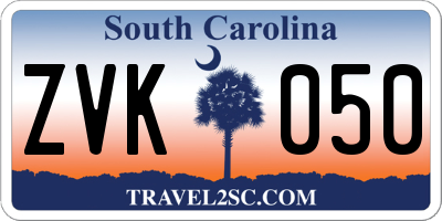 SC license plate ZVK050