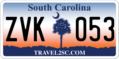 SC license plate ZVK053
