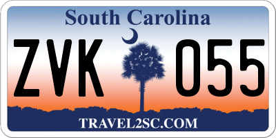 SC license plate ZVK055