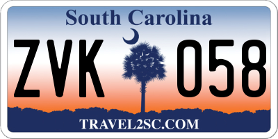 SC license plate ZVK058