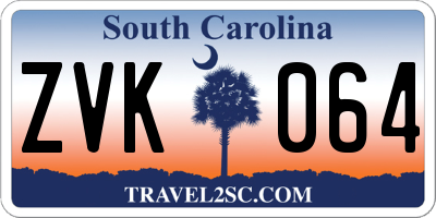 SC license plate ZVK064