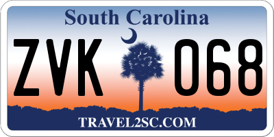 SC license plate ZVK068