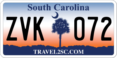 SC license plate ZVK072