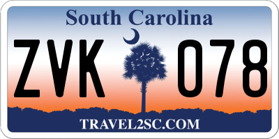 SC license plate ZVK078