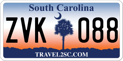 SC license plate ZVK088