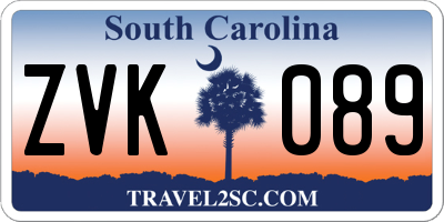 SC license plate ZVK089