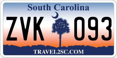 SC license plate ZVK093