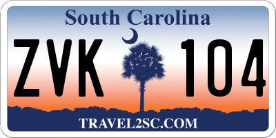 SC license plate ZVK104