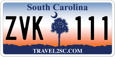 SC license plate ZVK111