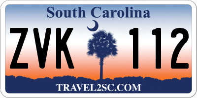 SC license plate ZVK112