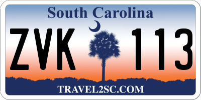 SC license plate ZVK113