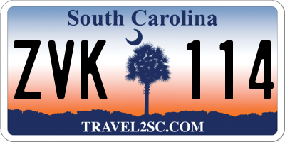 SC license plate ZVK114