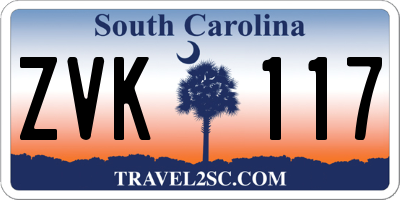 SC license plate ZVK117