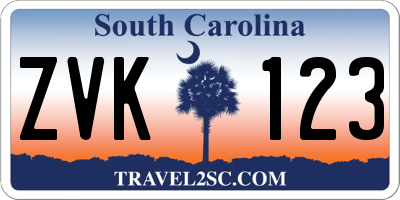 SC license plate ZVK123
