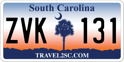 SC license plate ZVK131
