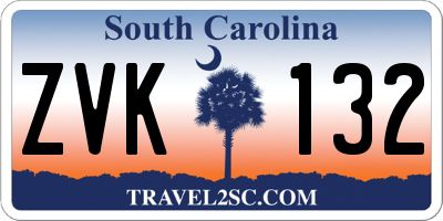 SC license plate ZVK132