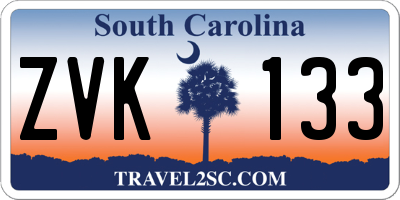 SC license plate ZVK133