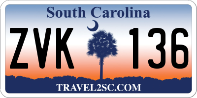 SC license plate ZVK136