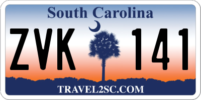 SC license plate ZVK141