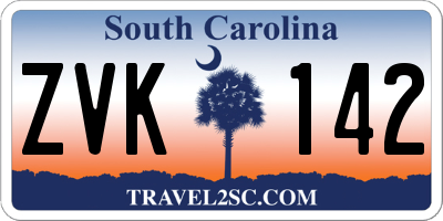 SC license plate ZVK142