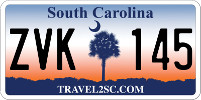 SC license plate ZVK145