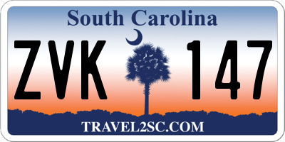 SC license plate ZVK147