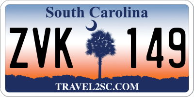 SC license plate ZVK149
