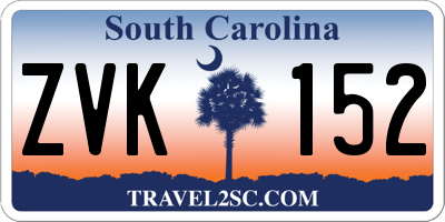 SC license plate ZVK152