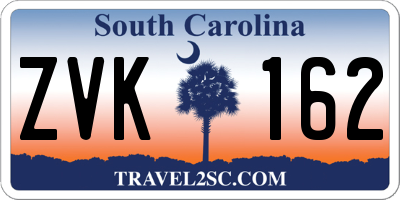 SC license plate ZVK162