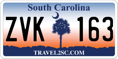 SC license plate ZVK163