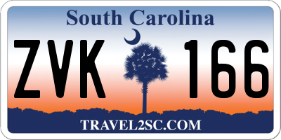 SC license plate ZVK166