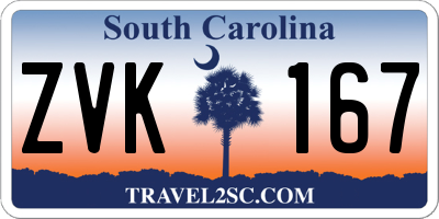 SC license plate ZVK167