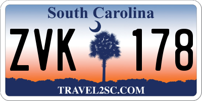 SC license plate ZVK178