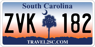 SC license plate ZVK182