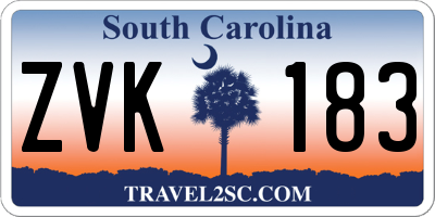 SC license plate ZVK183