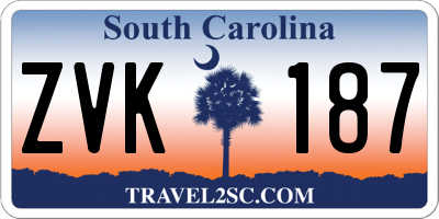 SC license plate ZVK187
