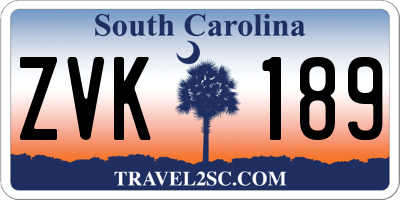 SC license plate ZVK189
