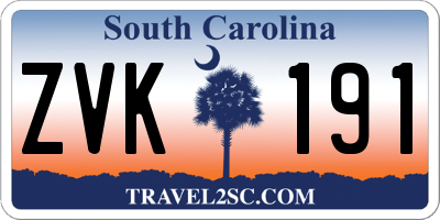 SC license plate ZVK191