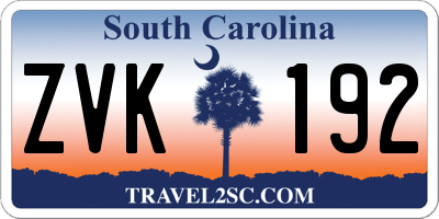 SC license plate ZVK192