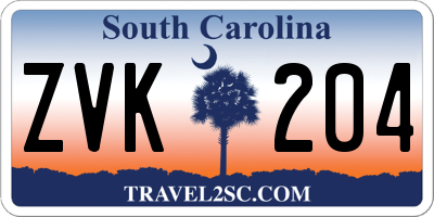 SC license plate ZVK204