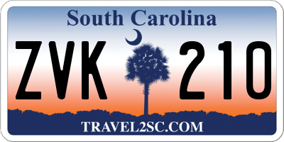 SC license plate ZVK210