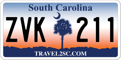 SC license plate ZVK211