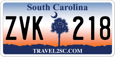 SC license plate ZVK218