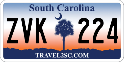SC license plate ZVK224