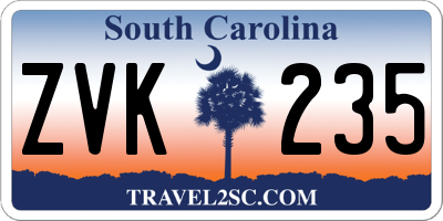 SC license plate ZVK235