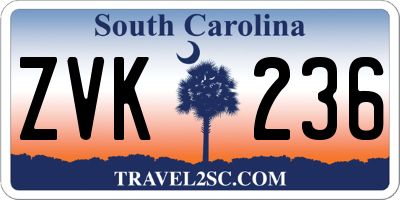 SC license plate ZVK236