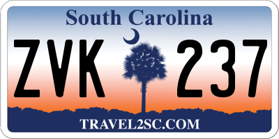 SC license plate ZVK237